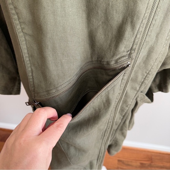 H&M double zipper linen baggy 3/4 sleeve Lagenlook parka - Picture 9 of 12